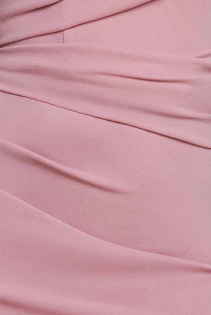 Puffy Satin Sleeve Scuba Maxi Dress - Blush Pink by Goddiva sold by Goddiva product image thumbnail 5