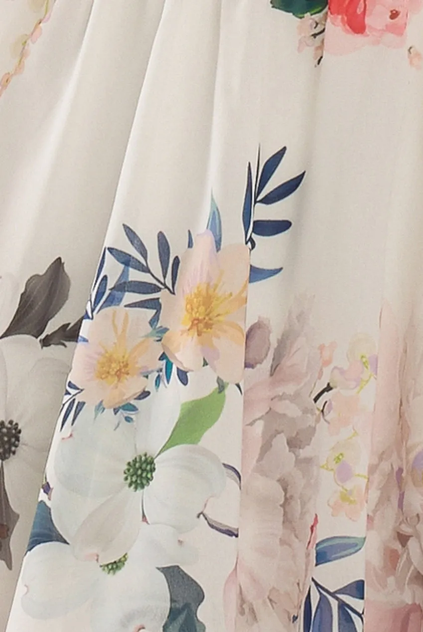 Sustainable Tiered Wrap Floral Mini Dress - White Floral by Goddiva sold by Goddiva product image thumbnail 4