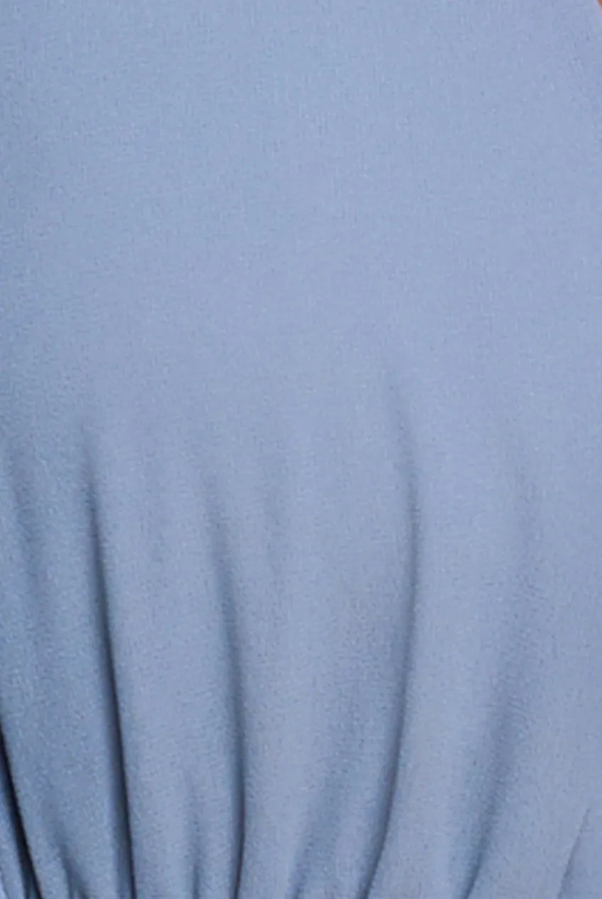 Sustainable Front Split Wrap Style Chiffon Maxi Dress - Airforce Blue by Goddiva sold by Goddiva product image thumbnail 4