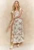 Wrap Maxi Dress With Cap Sleeve In White Floral by Angeleye sold by Goddiva