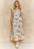 Wrap Maxi Dress With Cap Sleeve In White Floral by Angeleye sold by Goddiva