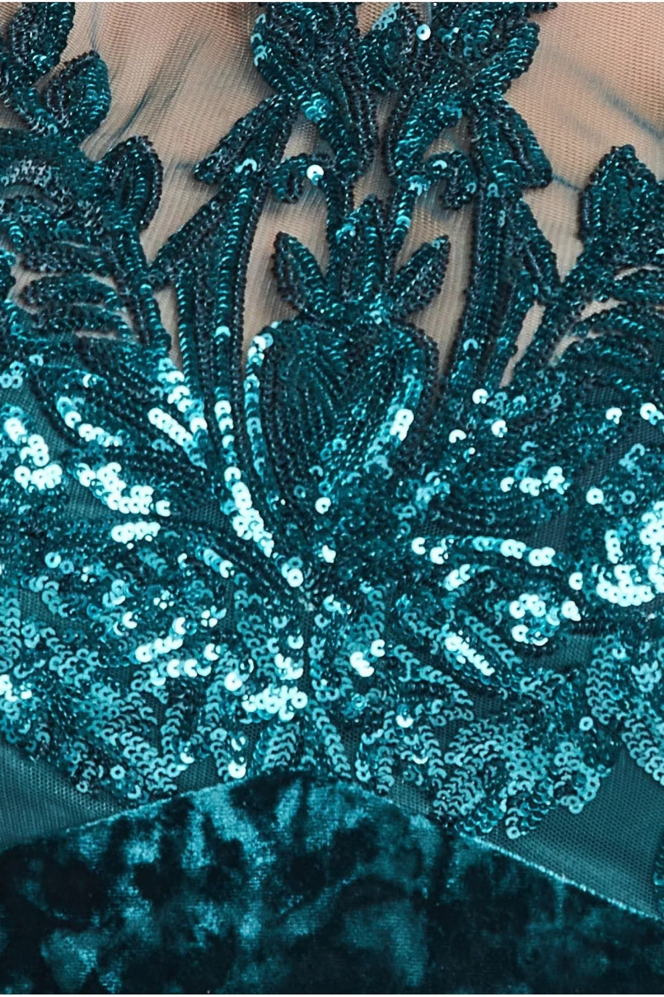 Goddiva Plus Velvet Band Sequin Bodice Maxi - Emerald sold by Goddiva product image thumbnail 4