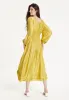 Yellow Smocked Waist Midi Dress by Liquorish sold by Goddiva