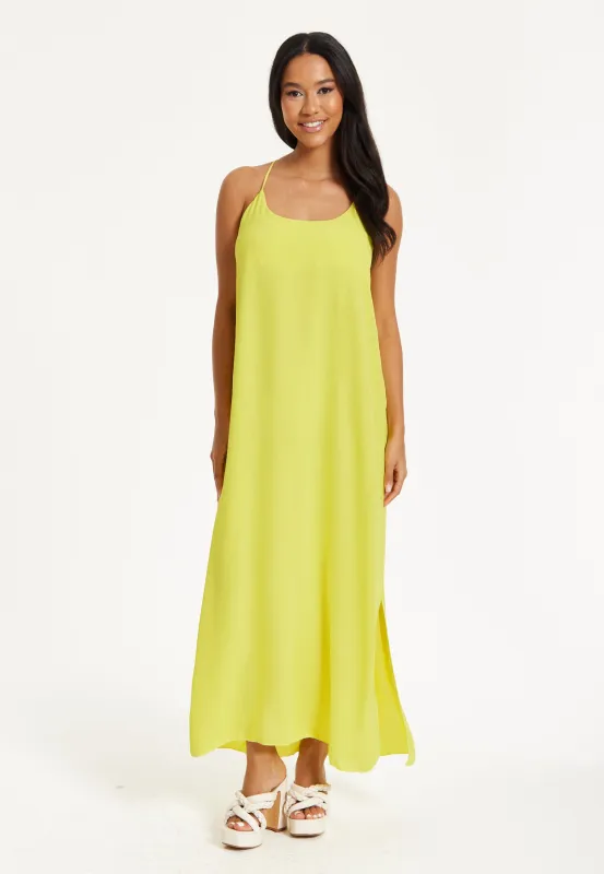 Yellow Cross-Back Maxi Dress by Liquorish sold by Goddiva