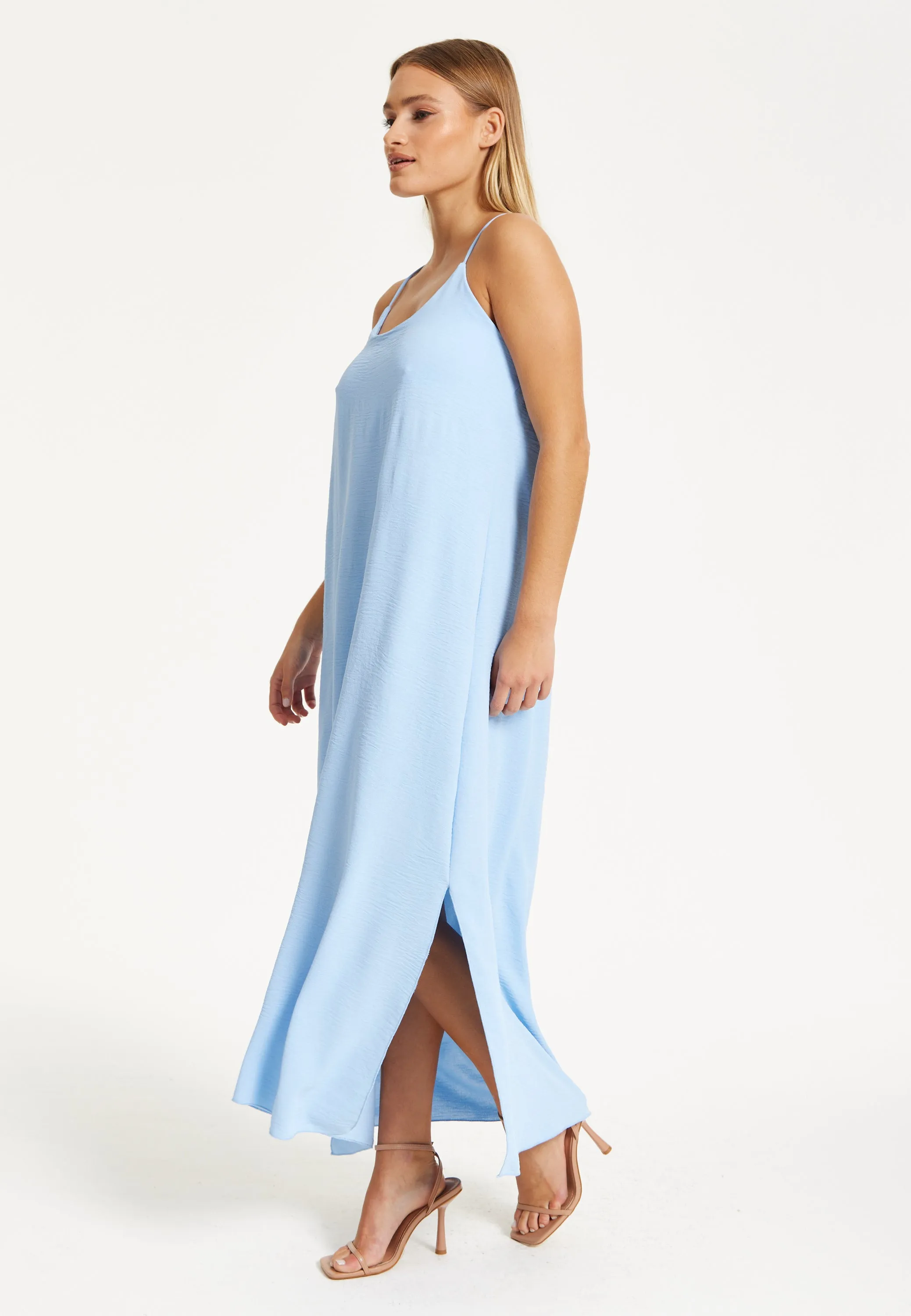 Light Blue Cross-Back Maxi Dress by Liquorish sold by Goddiva product image thumbnail 3