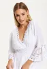 White Lace Flared Sleeve Midi Dress by Liquorish sold by Goddiva