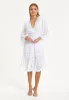 White Lace Flared Sleeve Midi Dress by Liquorish sold by Goddiva