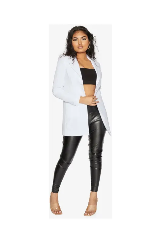 De La Creme Fashions Collared Formal Longline Blazer sold by Goddiva