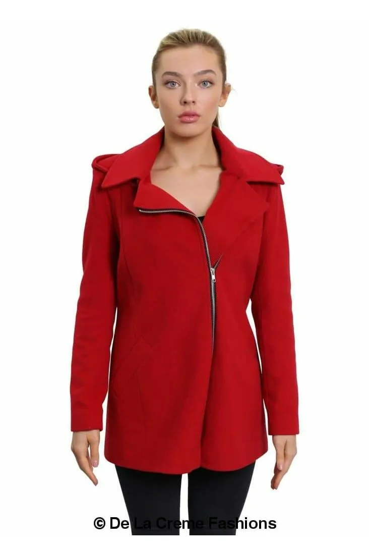 De La Creme Fashions Wool Blend Zip Up Hooded Coat sold by Goddiva product image thumbnail 4