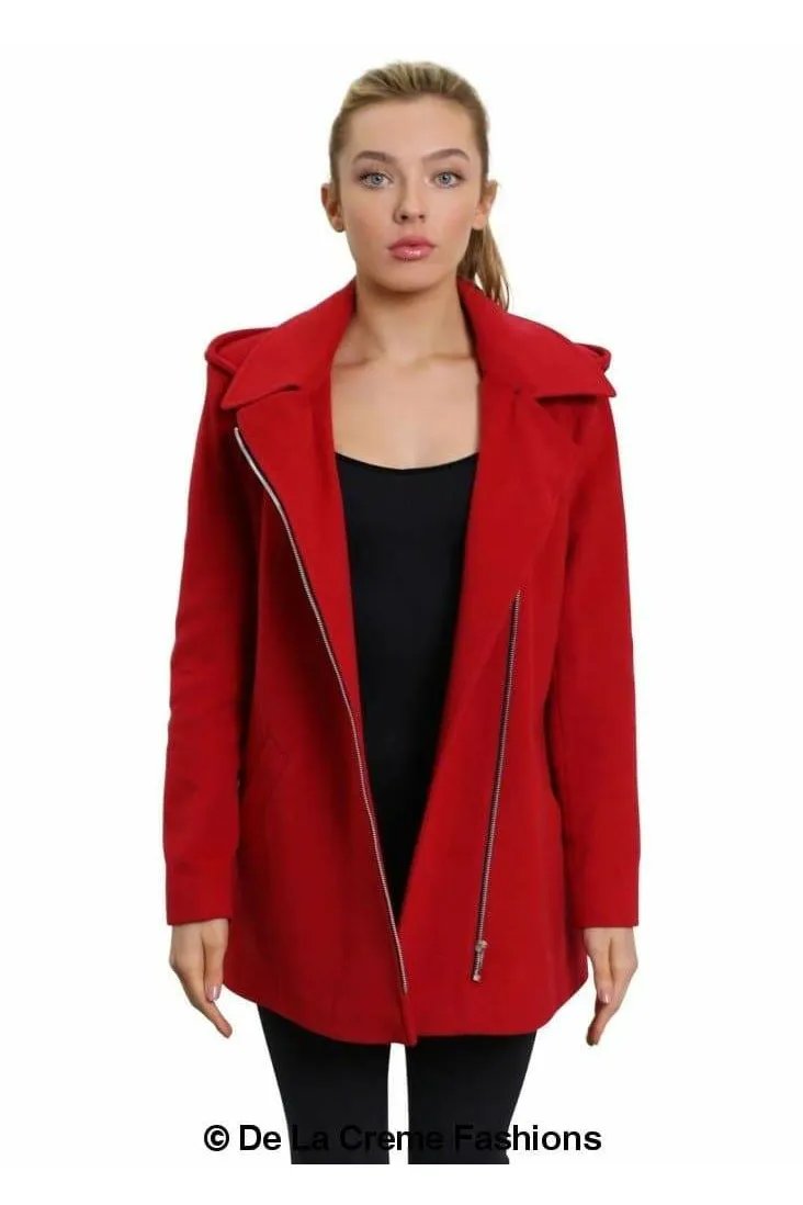 De La Creme Fashions Wool Blend Zip Up Hooded Coat sold by Goddiva product image thumbnail 3