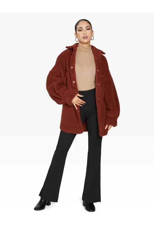 De La Creme Fashions Oversized Patch Pocket Borg Shacket made by Goddiva