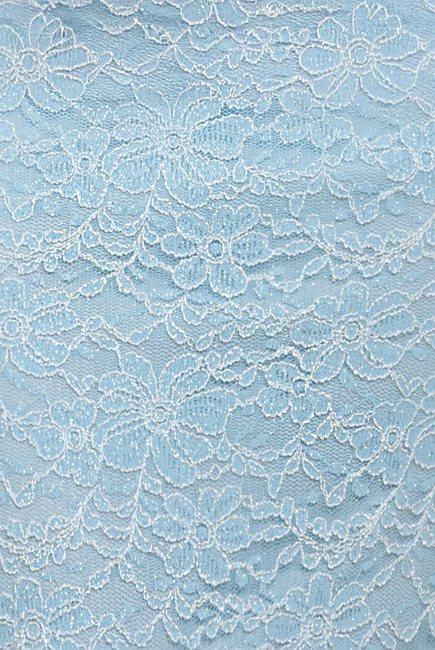 Cape Sleeve Lace Mermaid Hem Maxi Dress - Sky Blue by Goddiva sold by Goddiva product image thumbnail 4