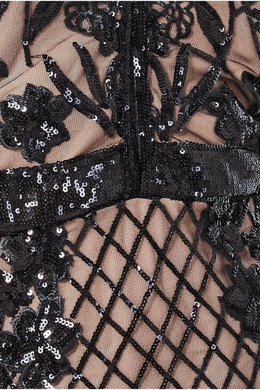 Full Sleeve Sequin Midi Dress - Black by Goddiva sold by Goddiva product image thumbnail 5