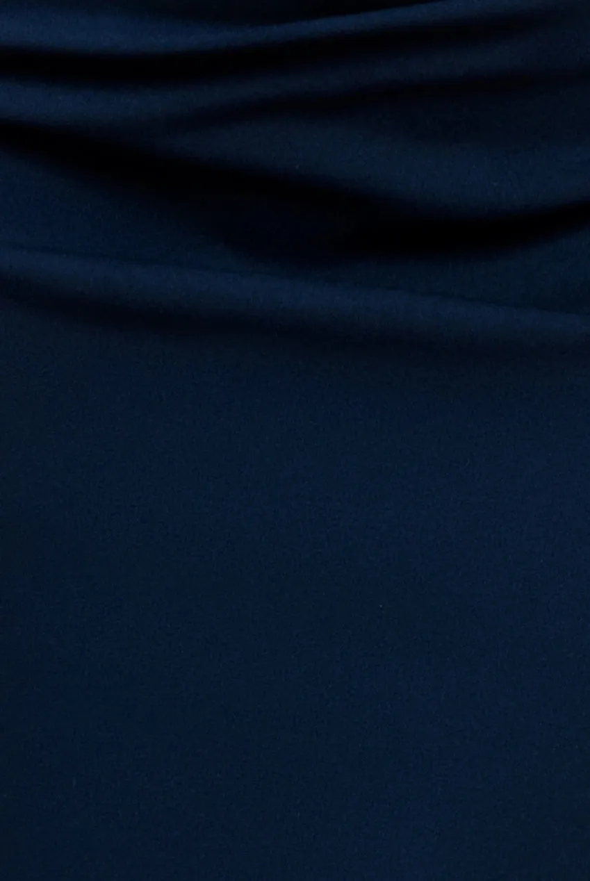 Off Shoulder Back Satin Bow Scuba Maxi Dress - Navy Blue by Goddiva sold by Goddiva product image thumbnail 4