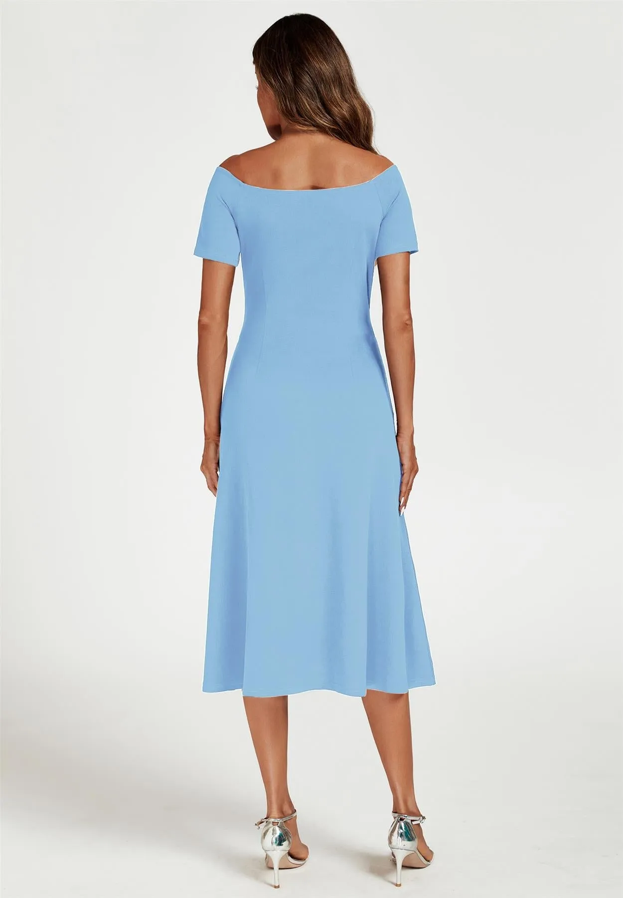 Bardot Midi Dress In Light Blue by FS Collection sold by Goddiva product image thumbnail 4