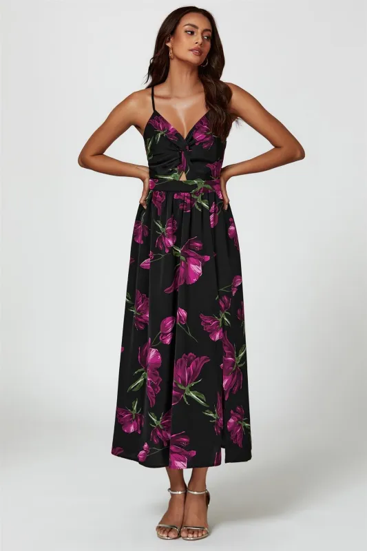 Floral Print Maxi Dress In Black by FS Collection sold by Goddiva