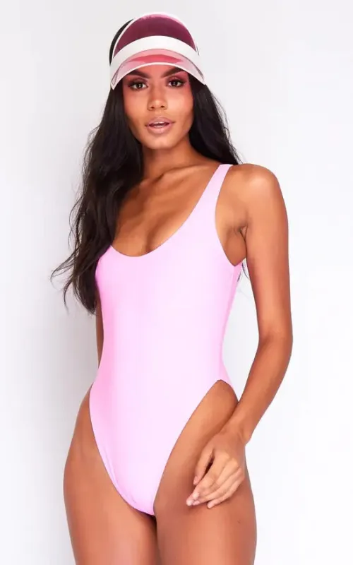 High Leg Brazilian Swimsuit In Pink by Maribela sold by Goddiva