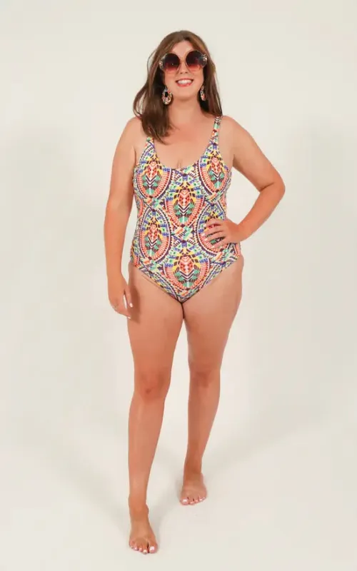 Swimsuit In Multicoloured Aztec Print by Maribela sold by Goddiva