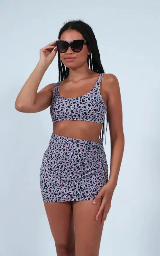 Bikini Crop Top In Purple Leopard Print by Maribela sold by Goddiva product image thumbnail 2
