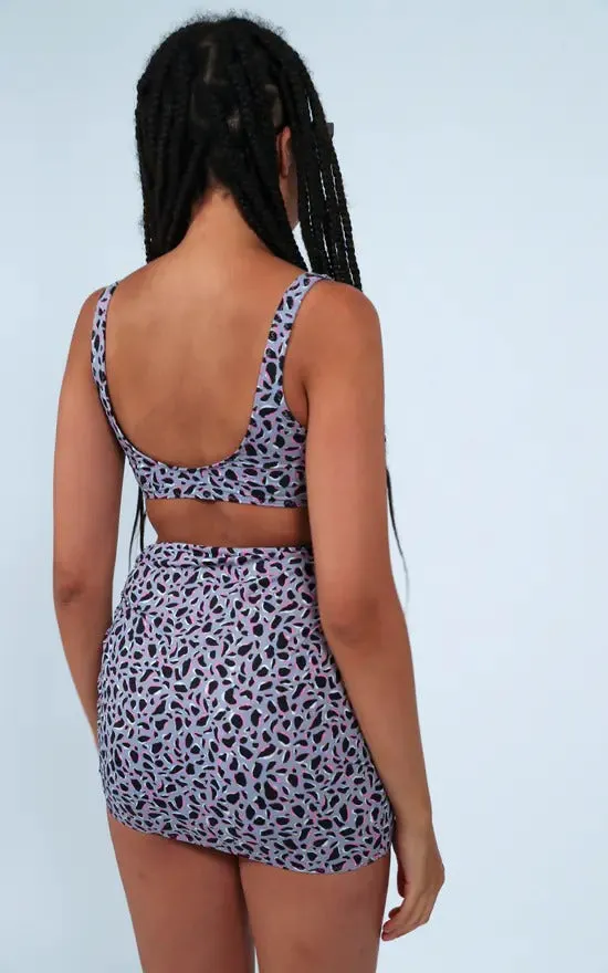 Bikini Crop Top In Purple Leopard Print by Maribela sold by Goddiva product image thumbnail 3