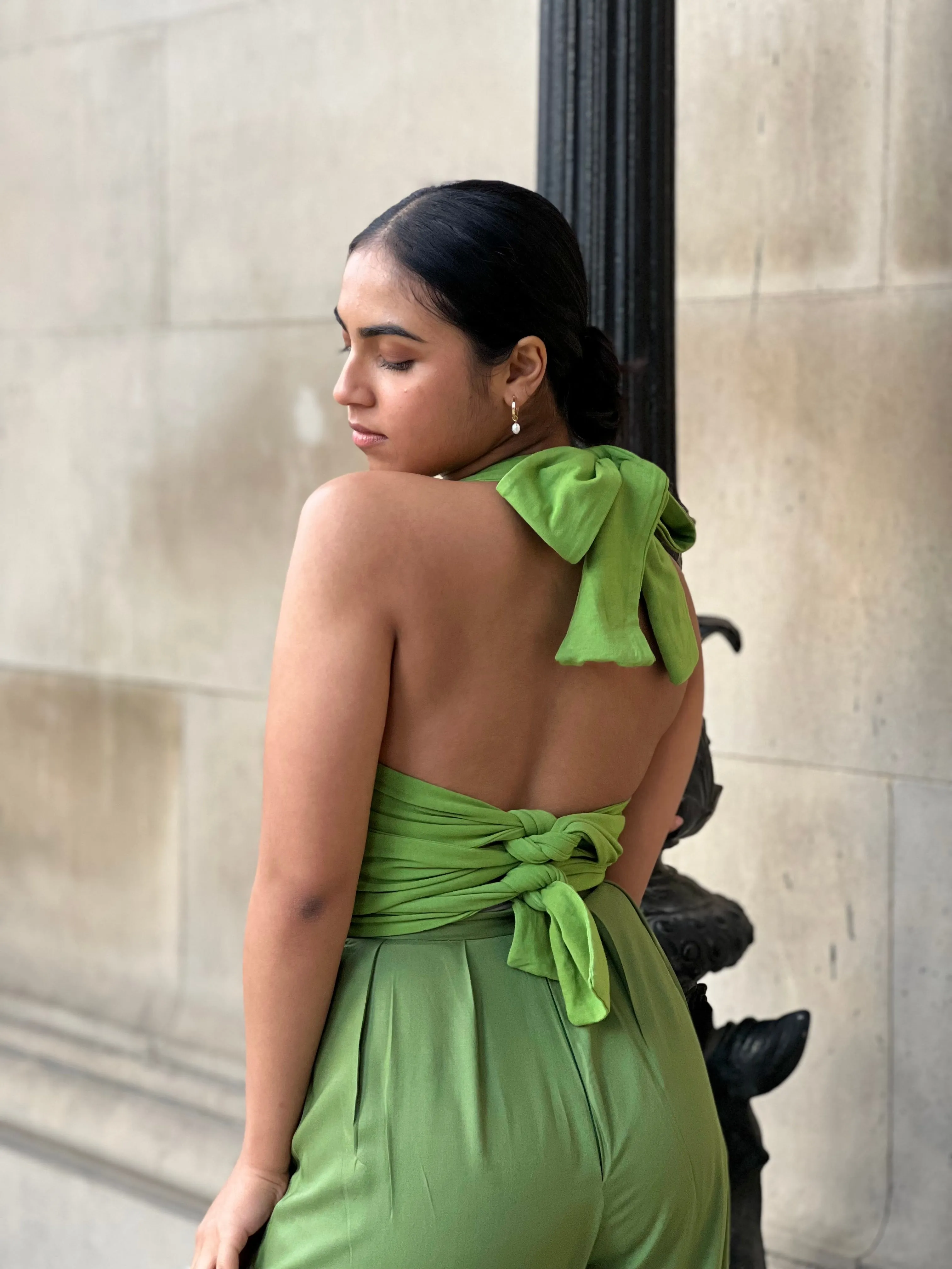 Isla Olive Green Multiway Tie Wrap Top by InFlair sold by Goddiva product image thumbnail 5