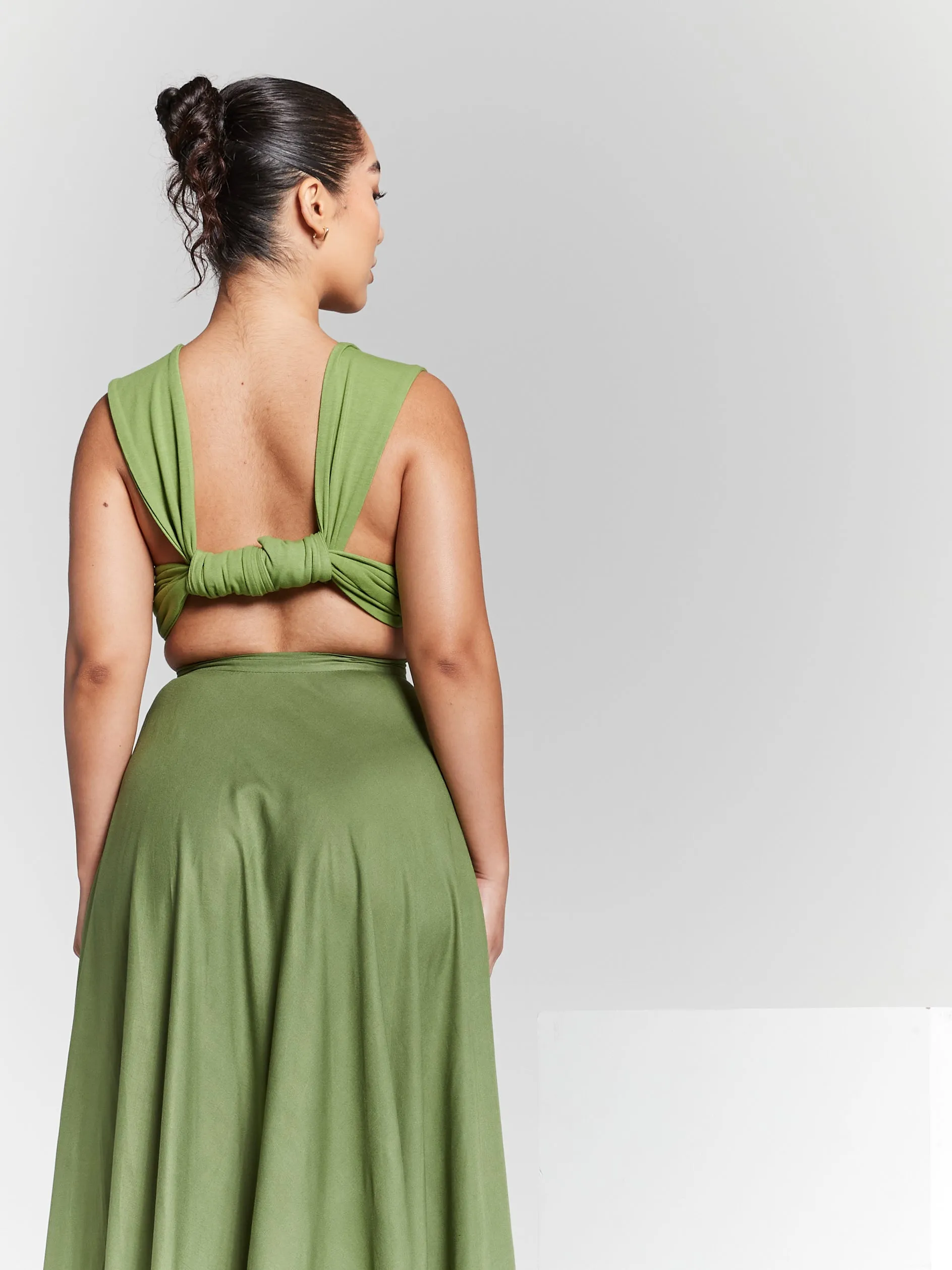 Isla Olive Green Multiway Tie Wrap Top by InFlair sold by Goddiva product image thumbnail 3