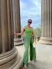 Olive Green Pleated Wide Leg Trouser by InFlair sold by Goddiva