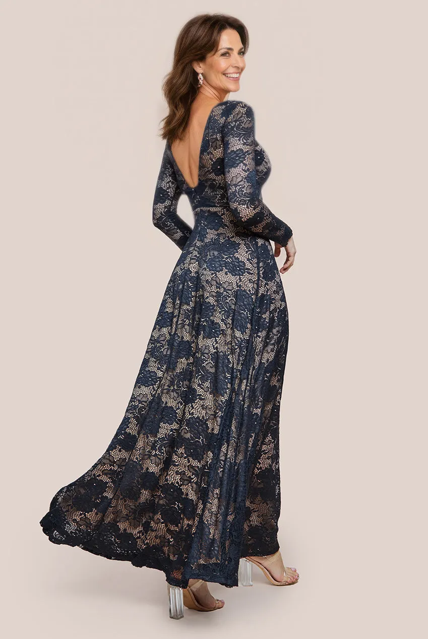 Scalloped Lace A-Line Maxi Dress - Black by Goddiva sold by Goddiva product image thumbnail 2