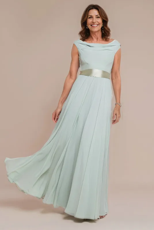 Cowl Neck Chiffon Maxi Dress - Sage Green by Goddiva sold by Goddiva