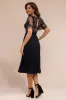 Embroidered Top Chiffon Pleated Midi - Black by Goddiva sold by Goddiva
