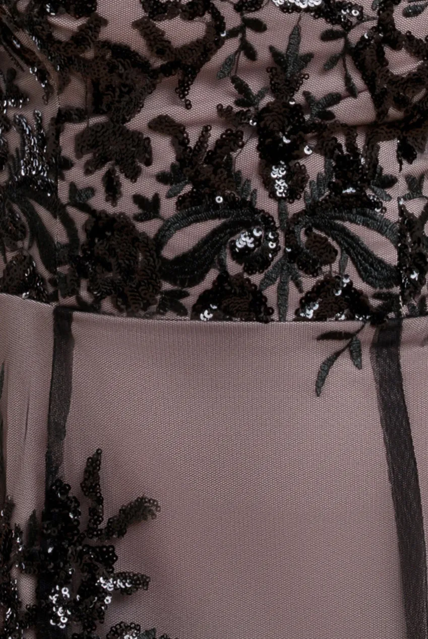 Bardot Sequin & Lace High Low Midi - Black by Goddiva sold by Goddiva product image thumbnail 3