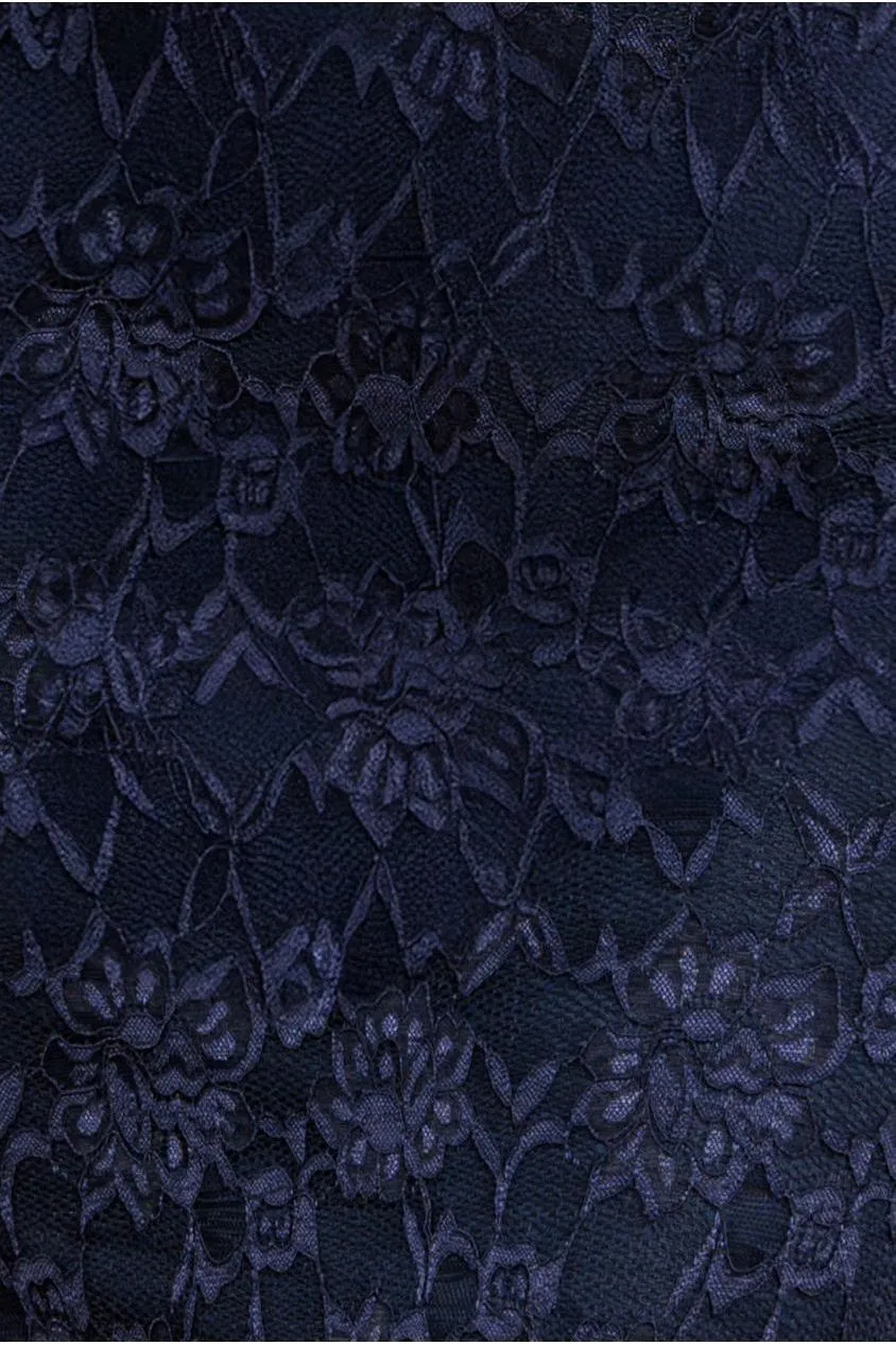 One Shoulder Scalloped Neck Maxi Dress - Navy Blue by Goddiva sold by Goddiva product image thumbnail 3