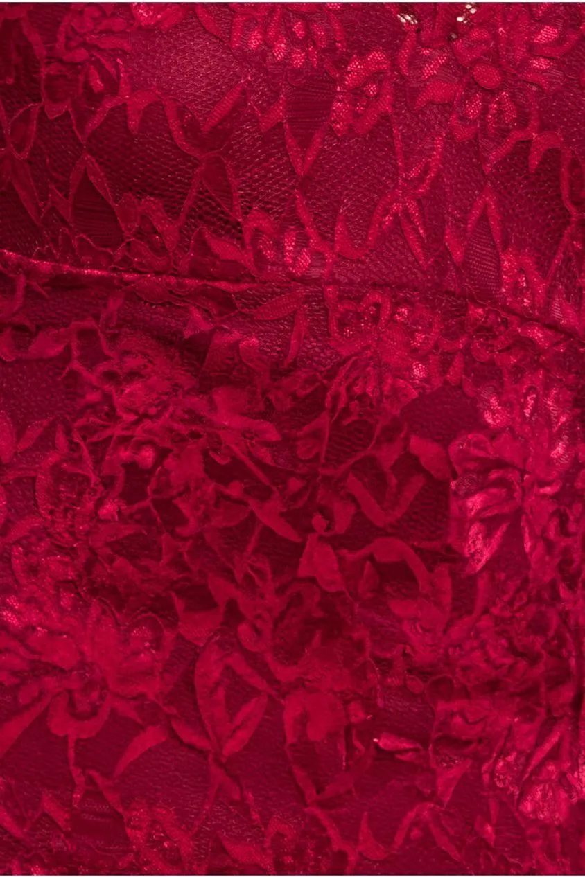 Off The Shoulder Scalloped Neck Maxi Dress - Wine by Goddiva sold by Goddiva product image thumbnail 3