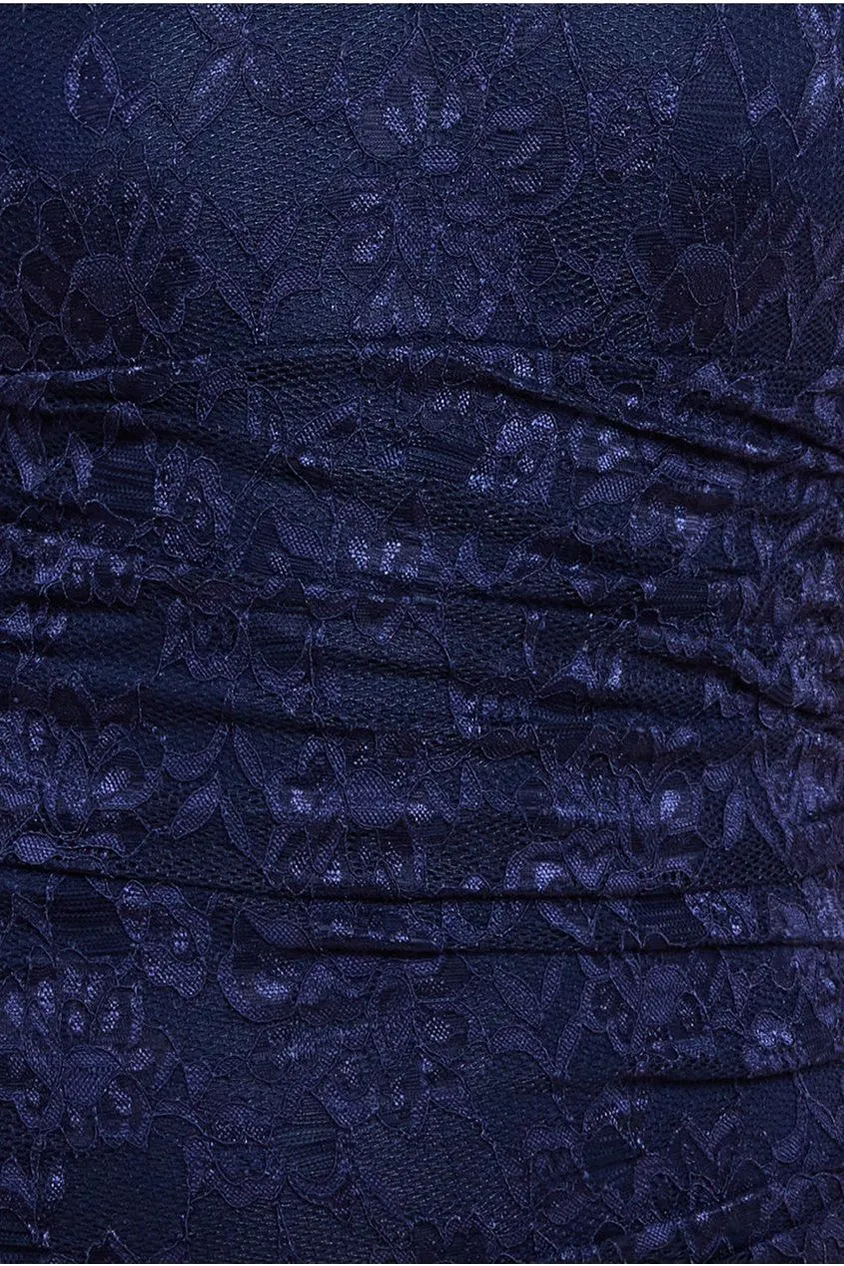 Off The Shoulder Scalloped Neck Maxi Dress - Navy Blue by Goddiva sold by Goddiva product image thumbnail 3