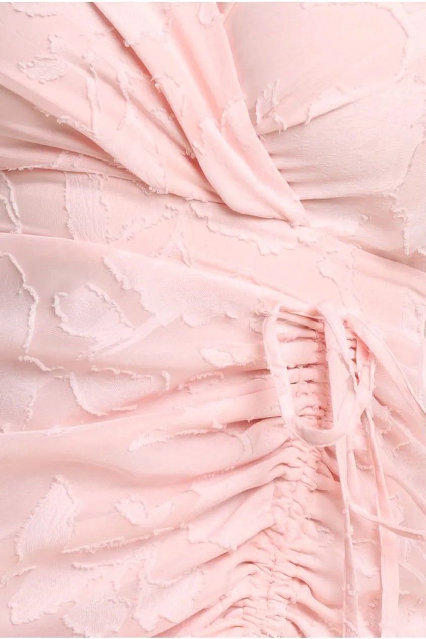 Jacquard Chiffon Wrap High Low Midaxi Dress - Pink by Goddiva sold by Goddiva product image thumbnail 3