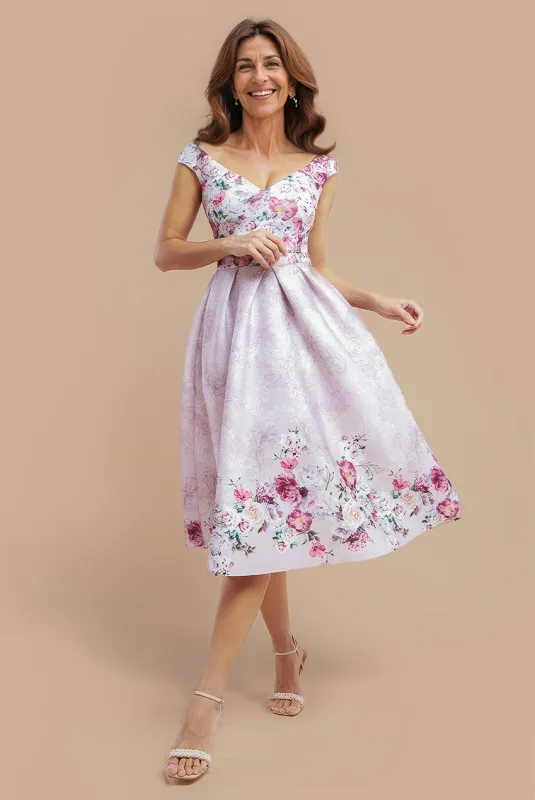 Sweetheart Floral Midi Dress - Blush Pink by Goddiva sold by Goddiva