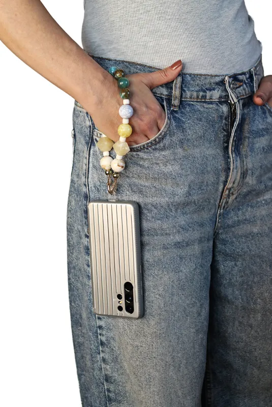 Acrylic Rhombohedral Crystal & Ball Phone Strap - Multicolour by Goddiva Accessories sold by Goddiva