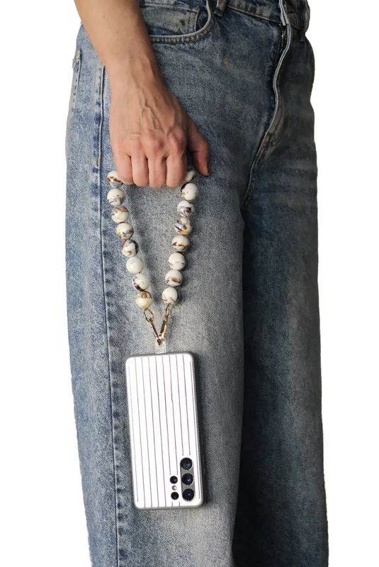 Acrylic Ball Phone Strap - White Marble by Goddiva Accessories sold by Goddiva