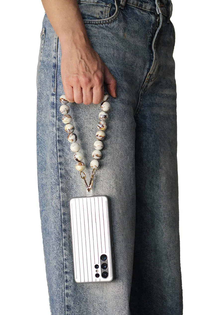 Acrylic Ball Phone Strap - White Marble by Goddiva Accessories sold by Goddiva