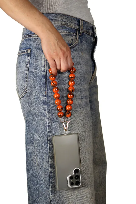 Acrylic Ball Phone Strap - Orange by Goddiva Accessories sold by Goddiva