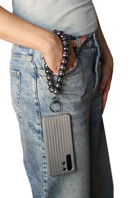 Metal Beaded Phone Strap - Black by Goddiva Accessories sold by Goddiva