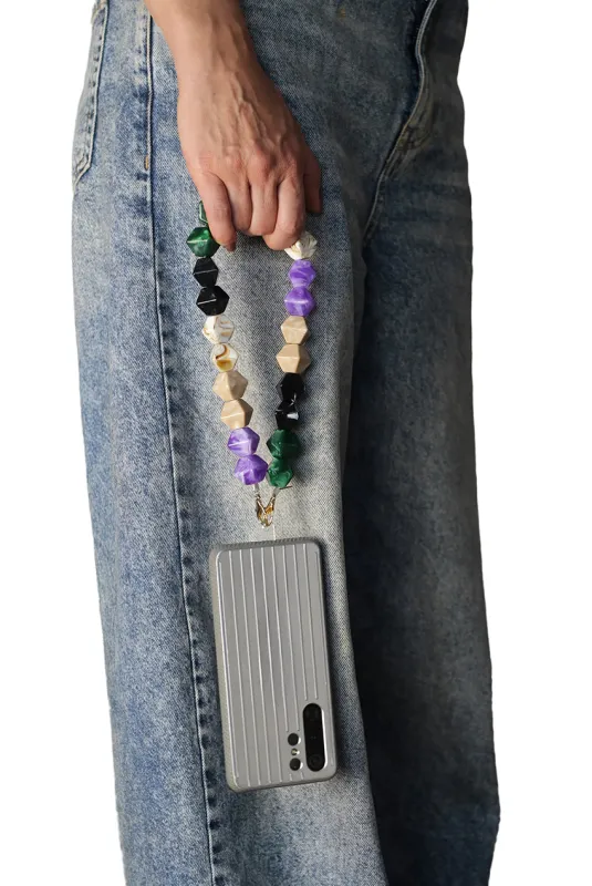 Acrylic Rhombohedral Crystal Phone Strap - Multicolour Green by Goddiva Accessories sold by Goddiva