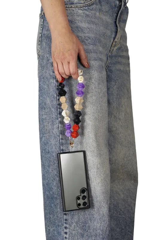 Acrylic Rhombohedral Crystal Phone Strap - Multicolour Red by Goddiva Accessories sold by Goddiva