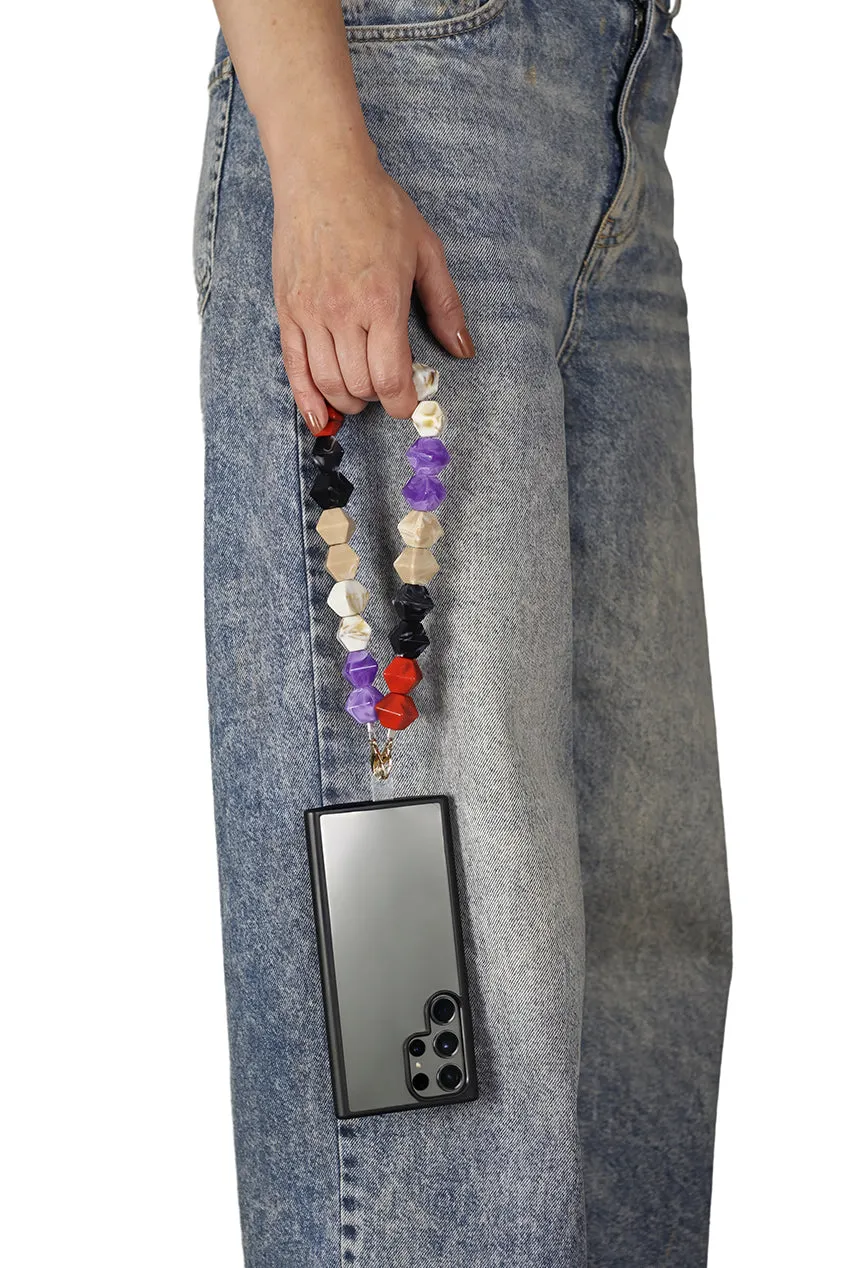 Acrylic Rhombohedral Crystal Phone Strap - Multicolour Red by Goddiva Accessories sold by Goddiva