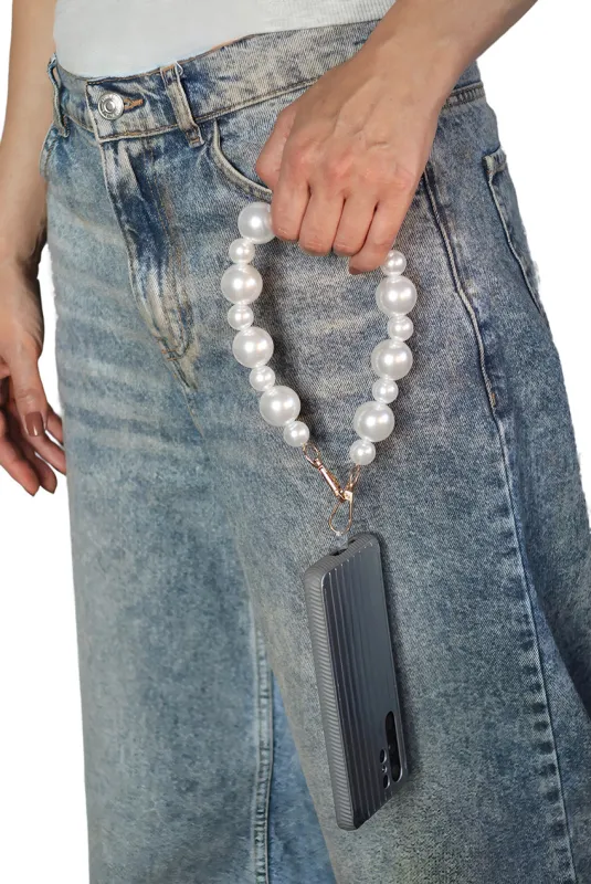 Pearl Phone Strap - White by Goddiva Accessories sold by Goddiva