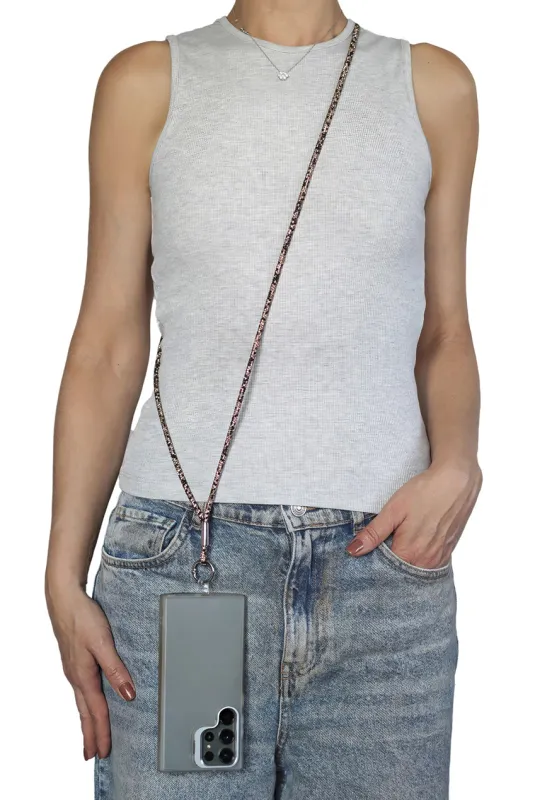 Embellished Phone Strap - Black & Gold by Goddiva Accessories sold by Goddiva