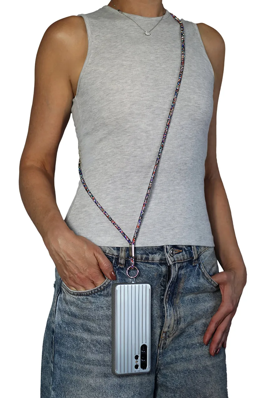 Embellished Phone Strap - Blue Mix by Goddiva Accessories sold by Goddiva
