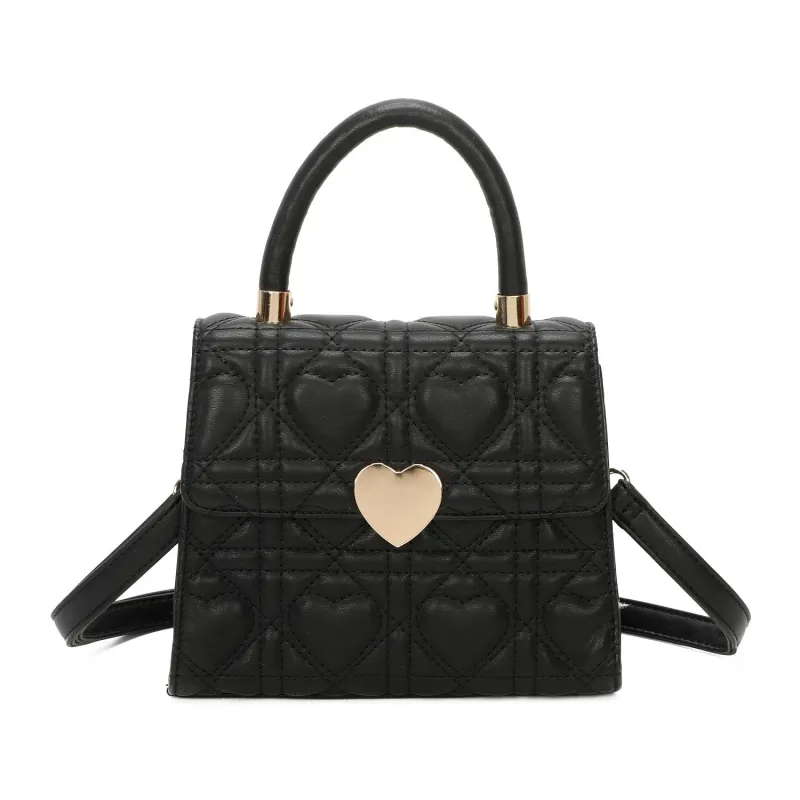 Quilted Heart Grab Bag In Black by SVNX sold by Goddiva