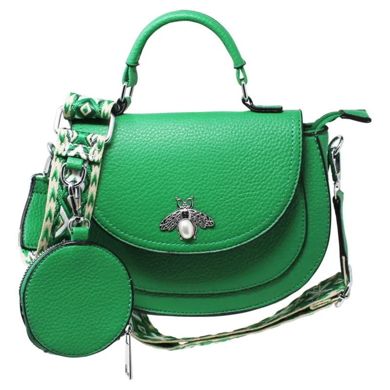 Bee Embellishment Crossbody Bag In Green by SVNX sold by Goddiva