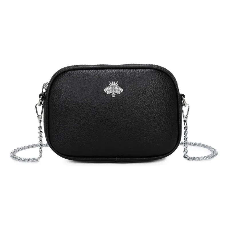 Bee Chain Crossbody Bag In Black by SVNX sold by Goddiva